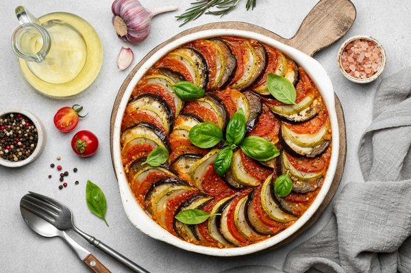 Comment préparer une ratatouille au four sans huile pour une version allégée?